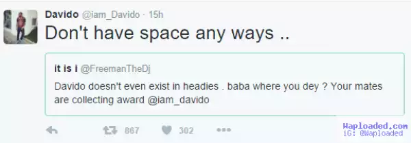 Davido Throws His Own Shade at Headies